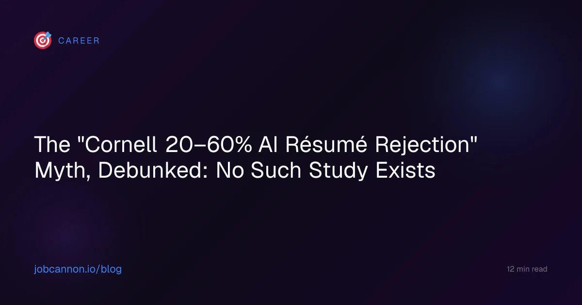 The "Cornell 20–60% AI Résumé Rejection" Myth, Debunked: No Such Study Exists