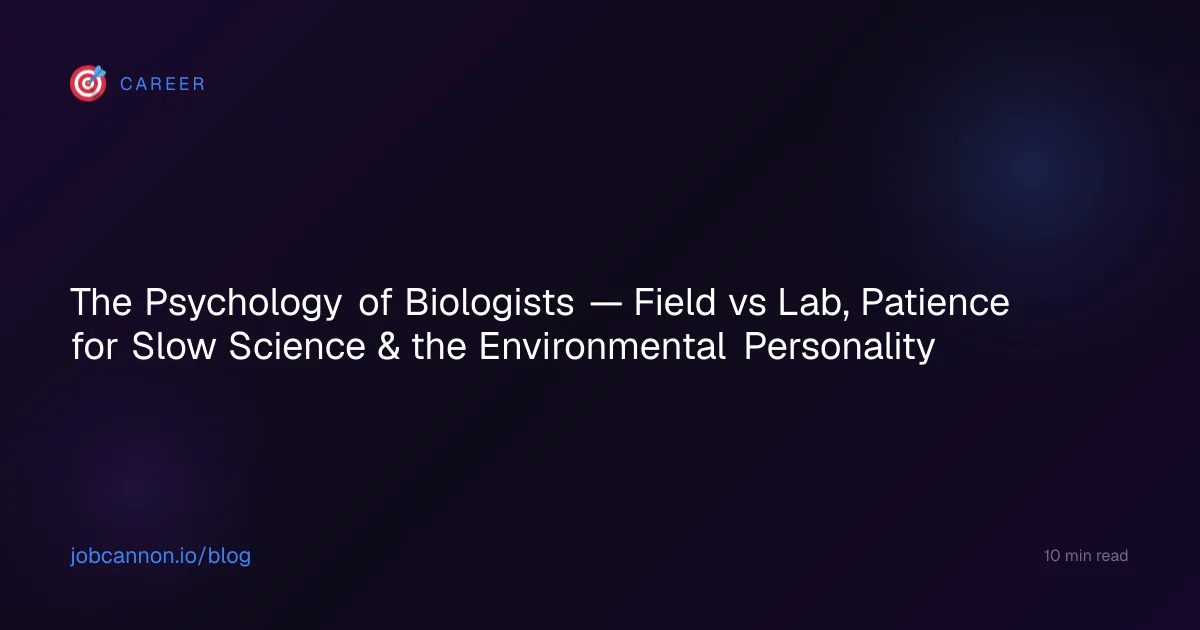 The Psychology of Biologists — Field vs Lab, Patience for Slow Science & the Environmental Personality