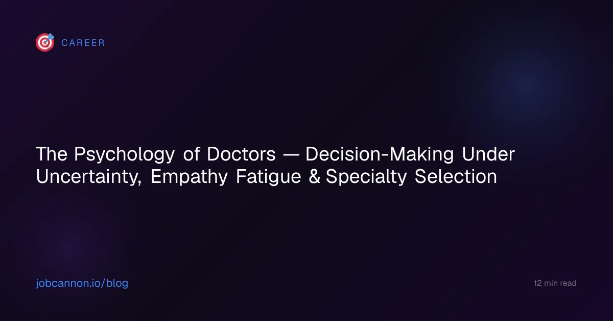 The Psychology of Doctors — Decision-Making Under Uncertainty, Empathy Fatigue & Specialty Selection