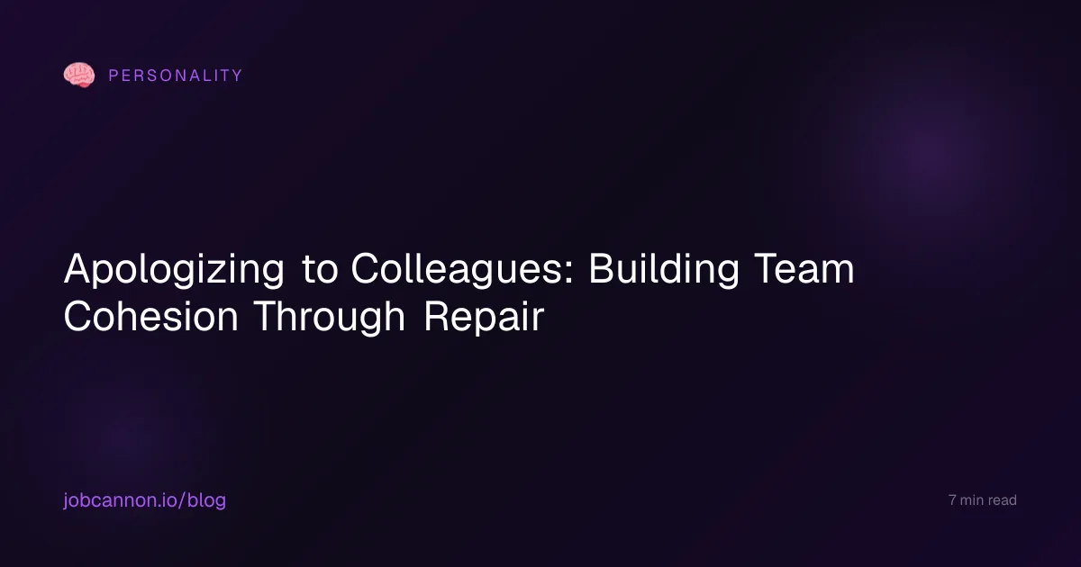 Apologizing to Colleagues: Building Team Cohesion Through Repair