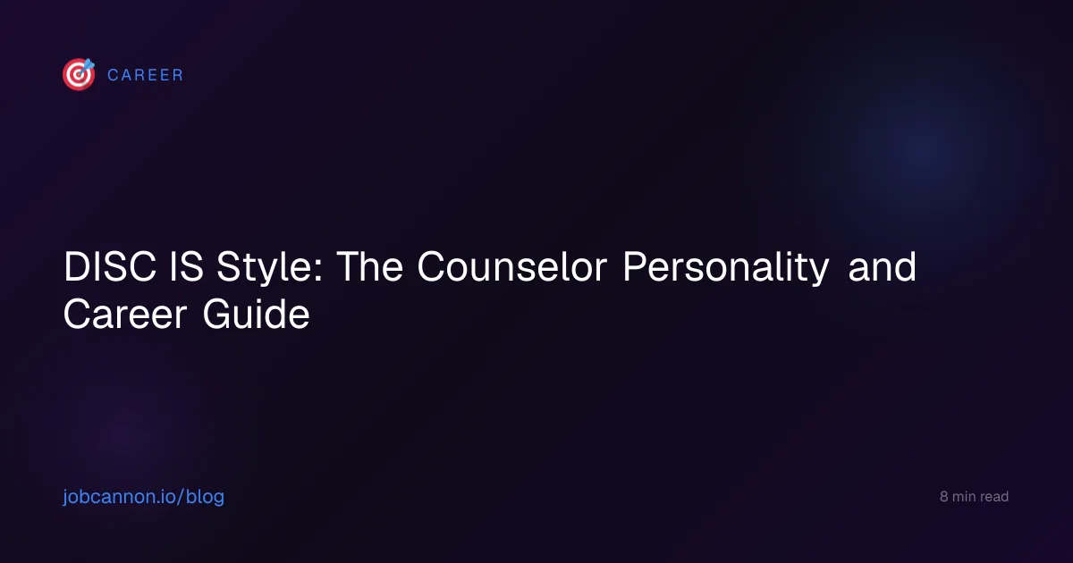 DISC IS Style: The Counselor Personality and Career Guide