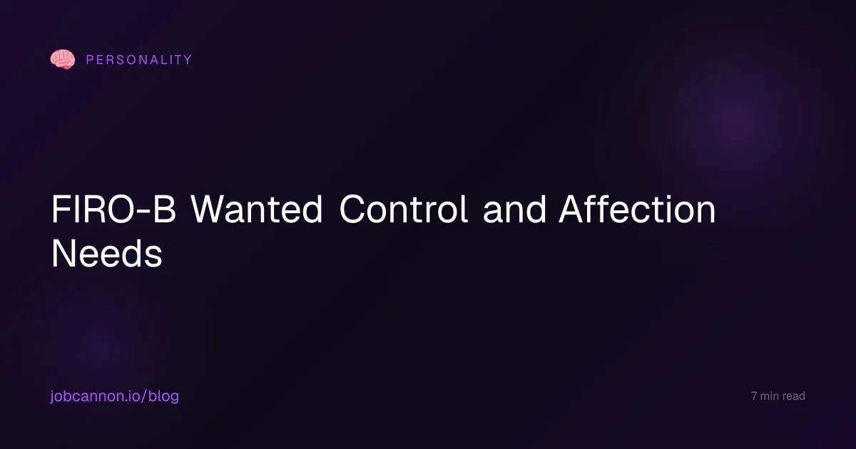 FIRO-B Wanted Control and Affection Needs