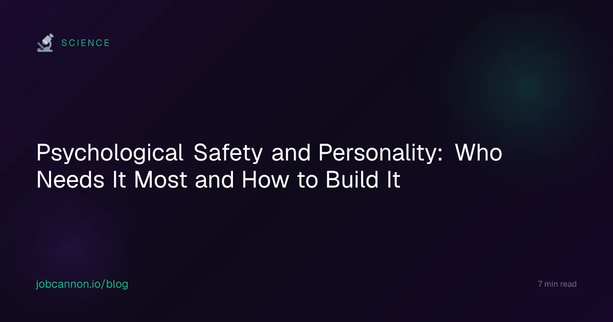 Psychological Safety and Personality: Who Needs It Most and How to Build It
