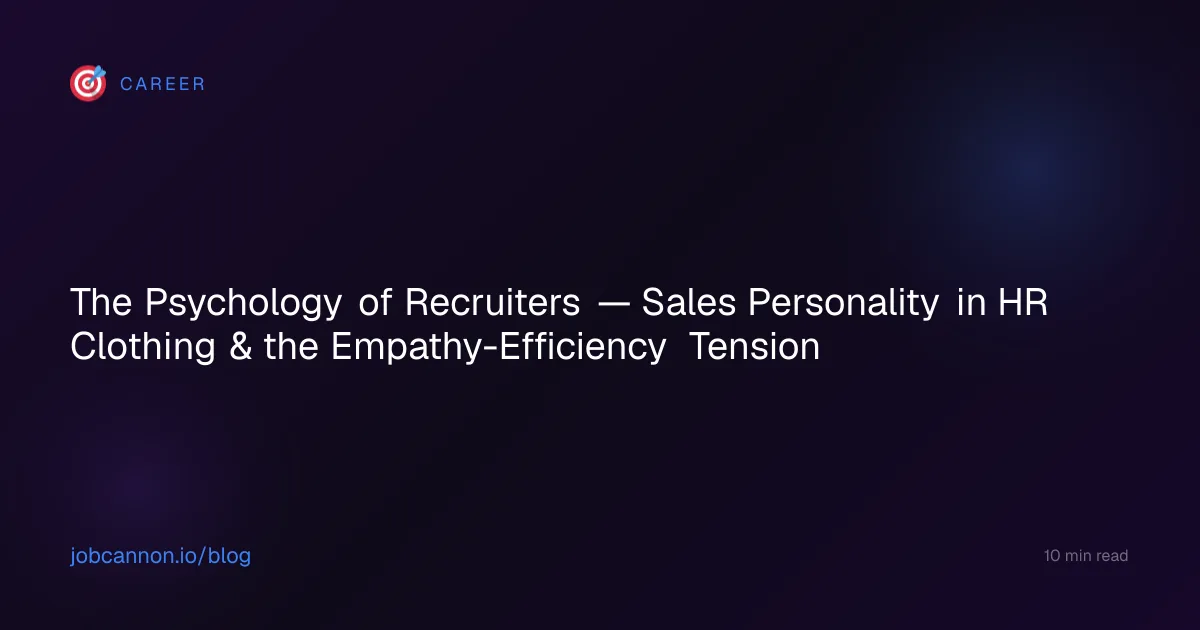 The Psychology of Recruiters — Sales Personality in HR Clothing & the Empathy-Efficiency Tension