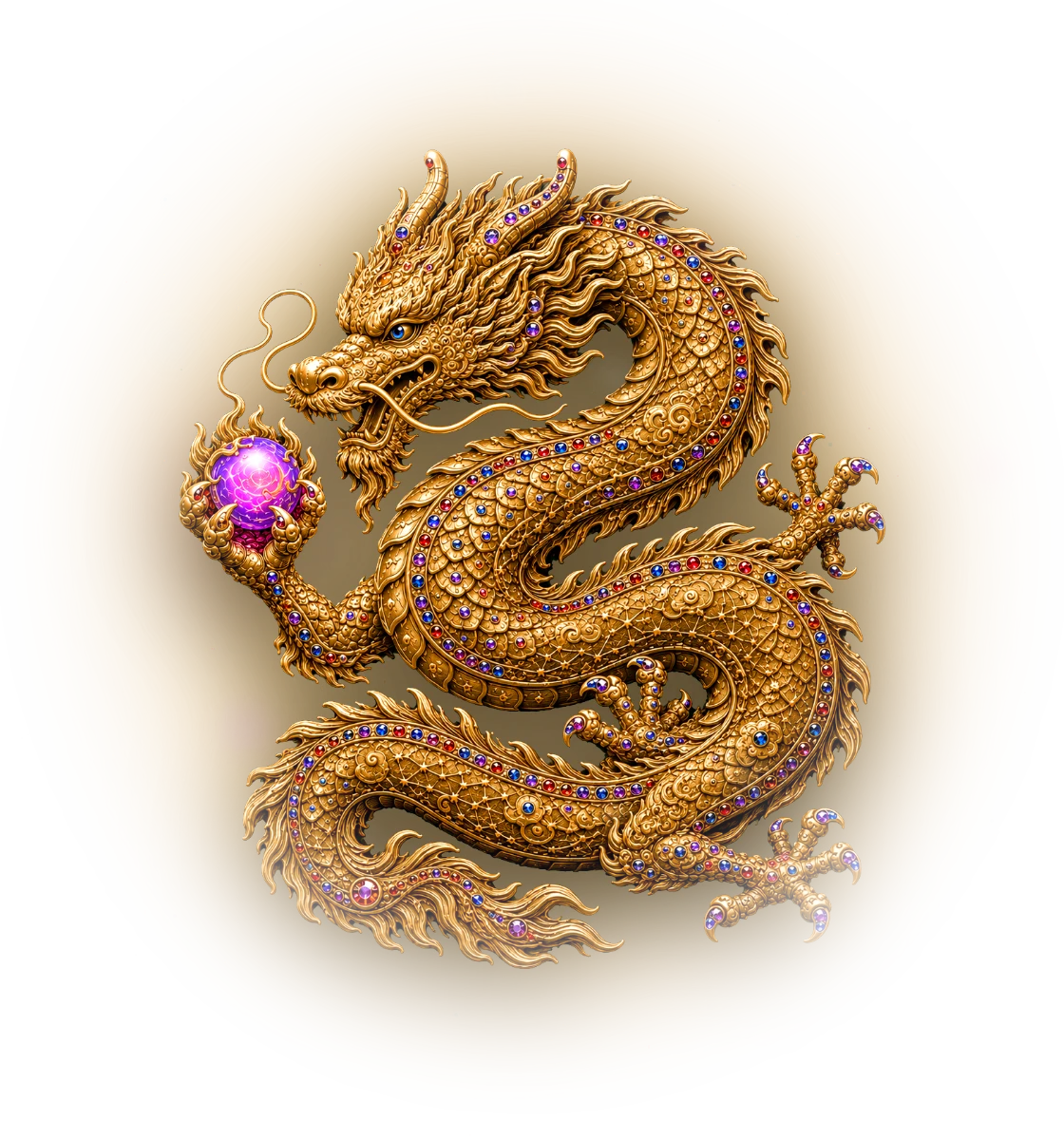 Dragon — Chinese zodiac figure, gold relief