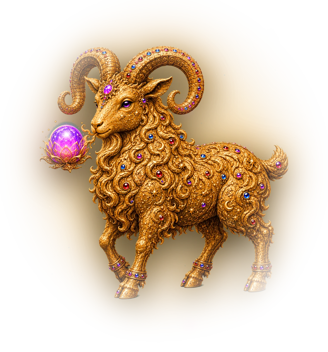Goat — Chinese zodiac figure, gold relief