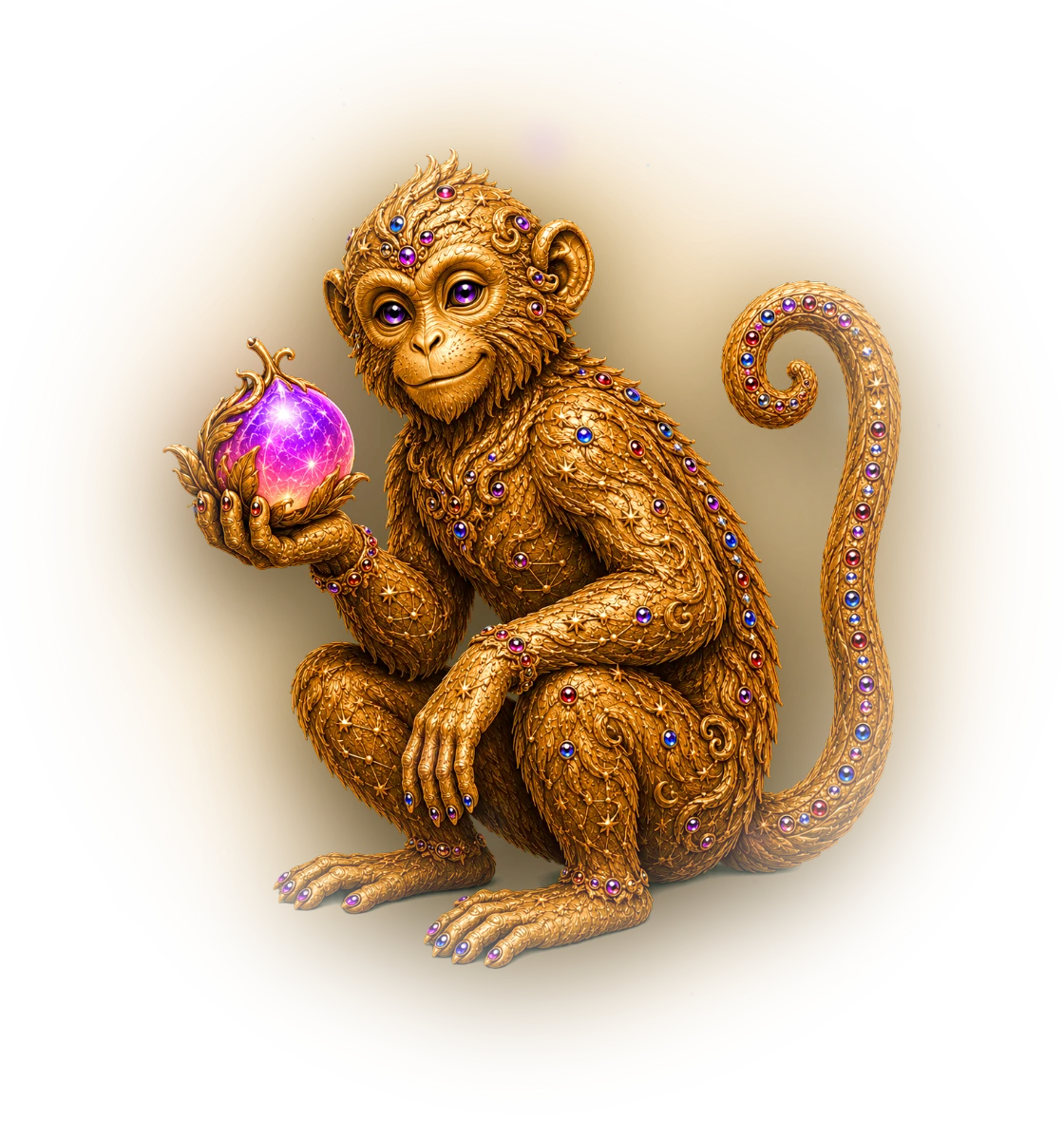 Year of the Monkey โ Chinese zodiac figure, gold relief