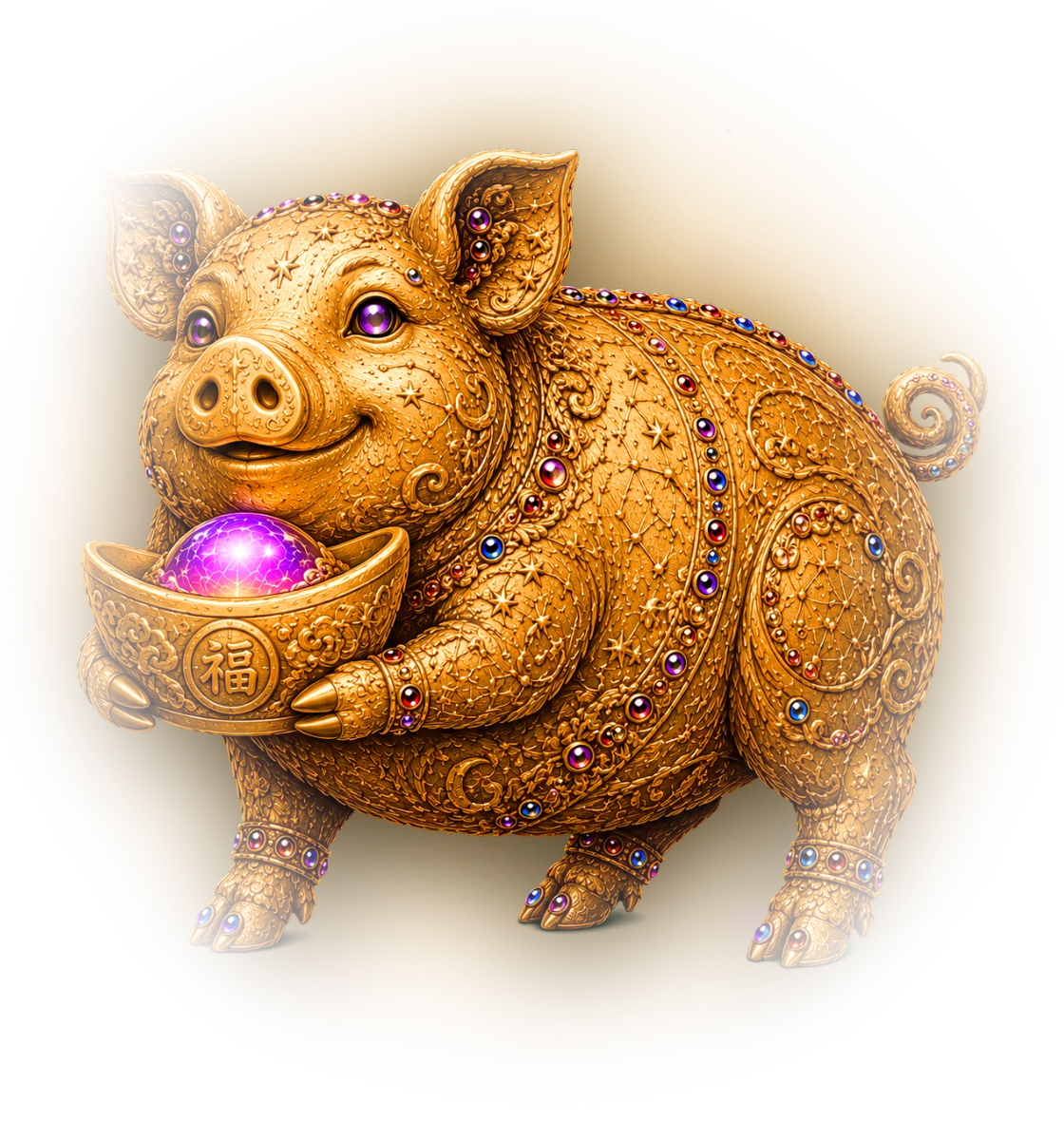 Pig — Chinese zodiac figure, gold relief