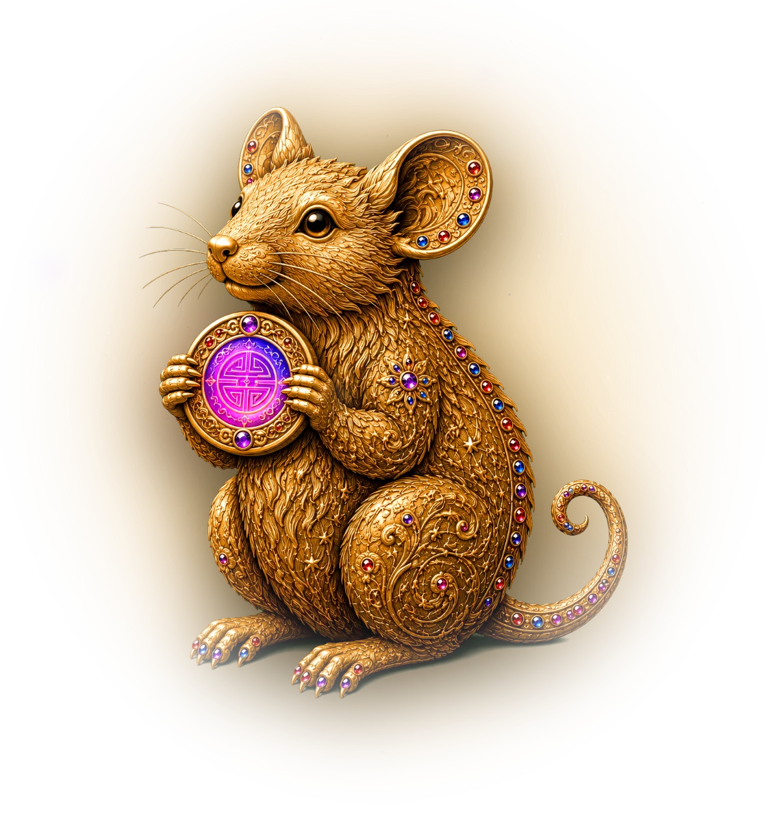 Rat — Chinese zodiac figure, gold relief