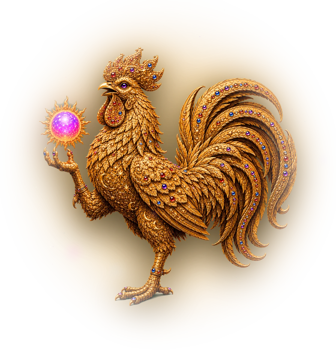 Rooster — Chinese zodiac figure, gold relief