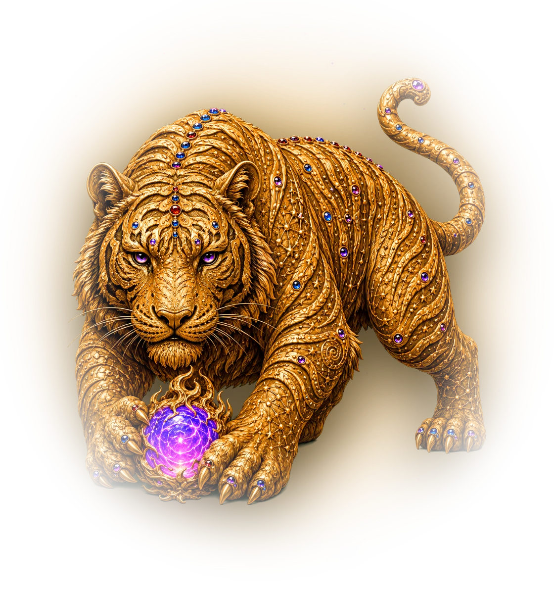 Tiger — Chinese zodiac figure, gold relief